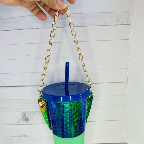 Tumbler and holder Coffee cup sleeve
 Faux Leather Mermaid print - Picture 4 of 7